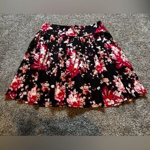 Roz & Ali Black Skirt with Red and Pink Floral Design